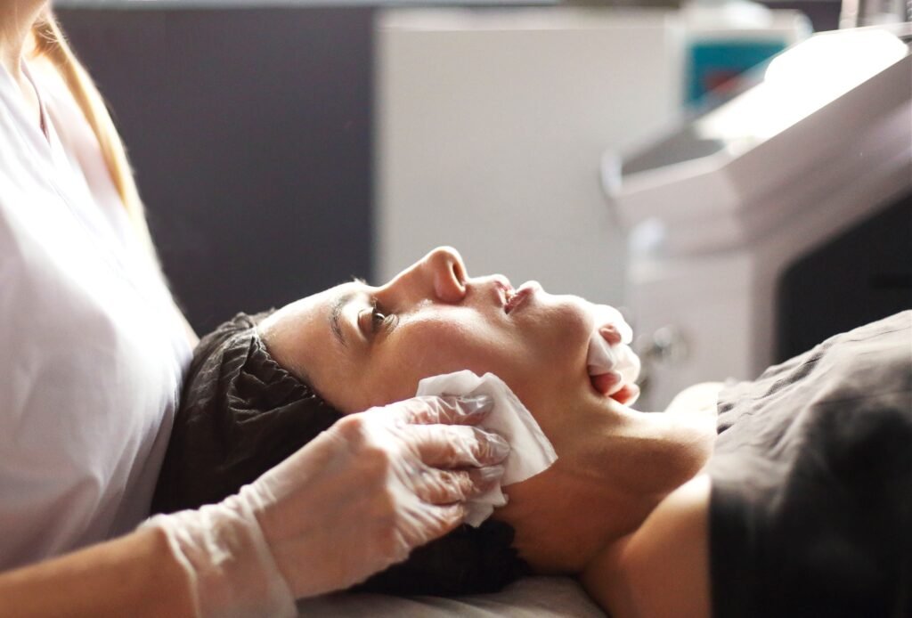 Relaxed woman with a deep cleansing nourishing face